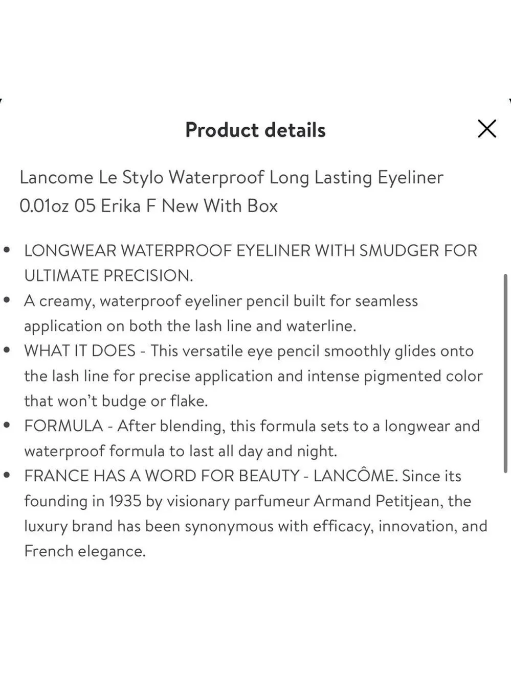 Lancôme Le Stylo Waterproof Long-Lasting Eyeliner, 0.01oz in 05 Erica F Metallic